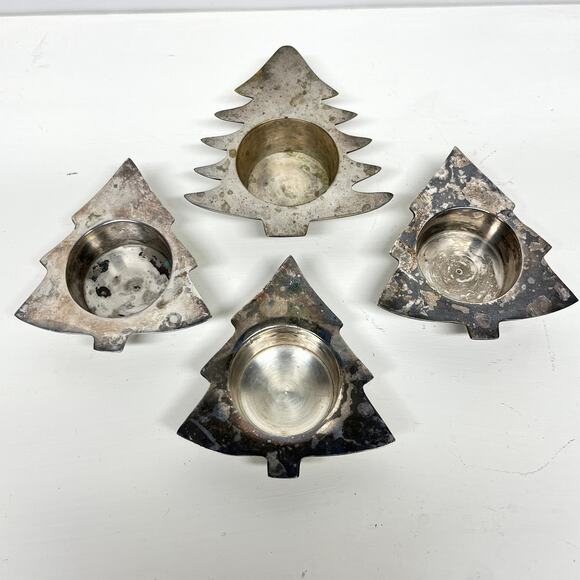 Restoration Hardware Silver Plate Christmas Tree Tealight Holder - Picture 1 of 7
